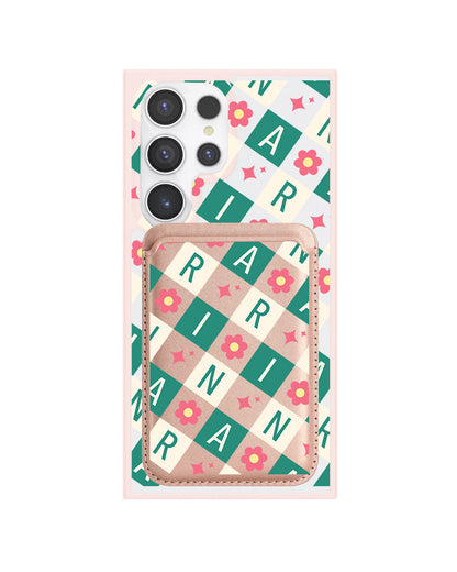 Android Magnetic Wallet Case - Flower Grid Monogram 4.0