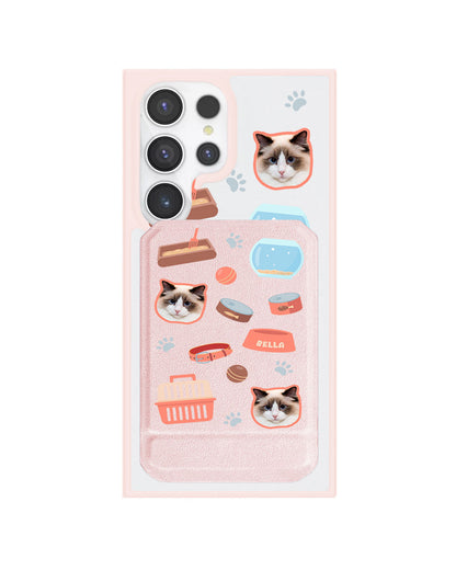 Android Magnetic Multifold Wallet - Pet Grid Kitty Cozy Corner