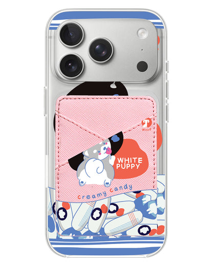 iPhone Phone Wallet Case - White Puppy