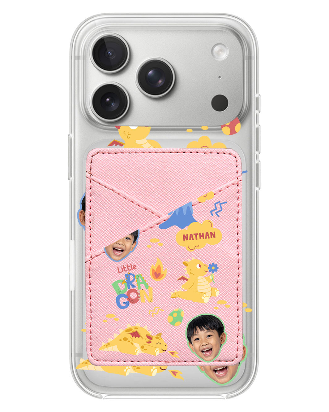 iPhone Phone Wallet Case - Face Grid Little Dragon