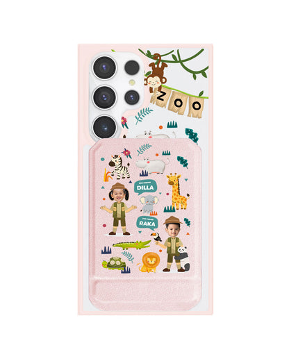 Android Magnetic Multifold Wallet - Face Grid Dream Zoo Keeper