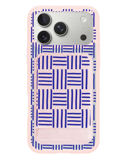iPhone Magnetic Multifold Wallet - Naval Checkered