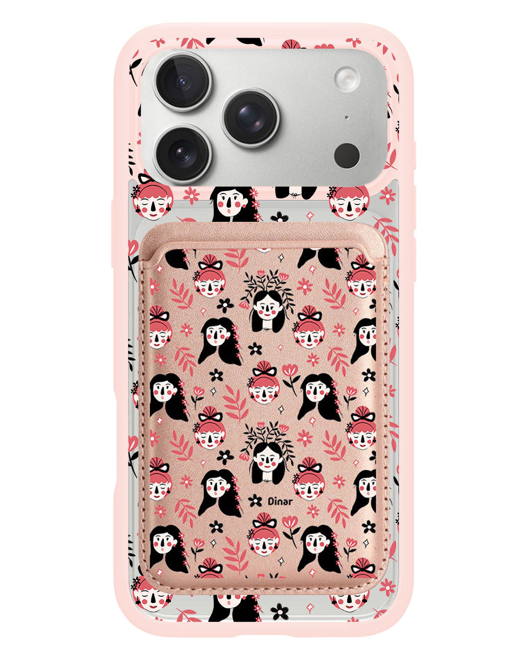 iPhone Magnetic Wallet Case - Flowery Faces