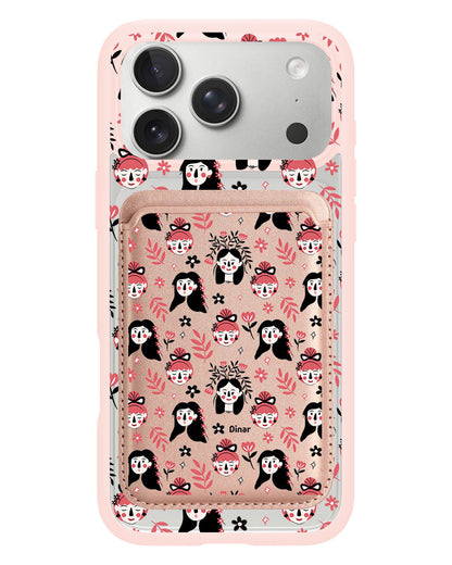 iPhone Magnetic Wallet Case - Flowery Faces