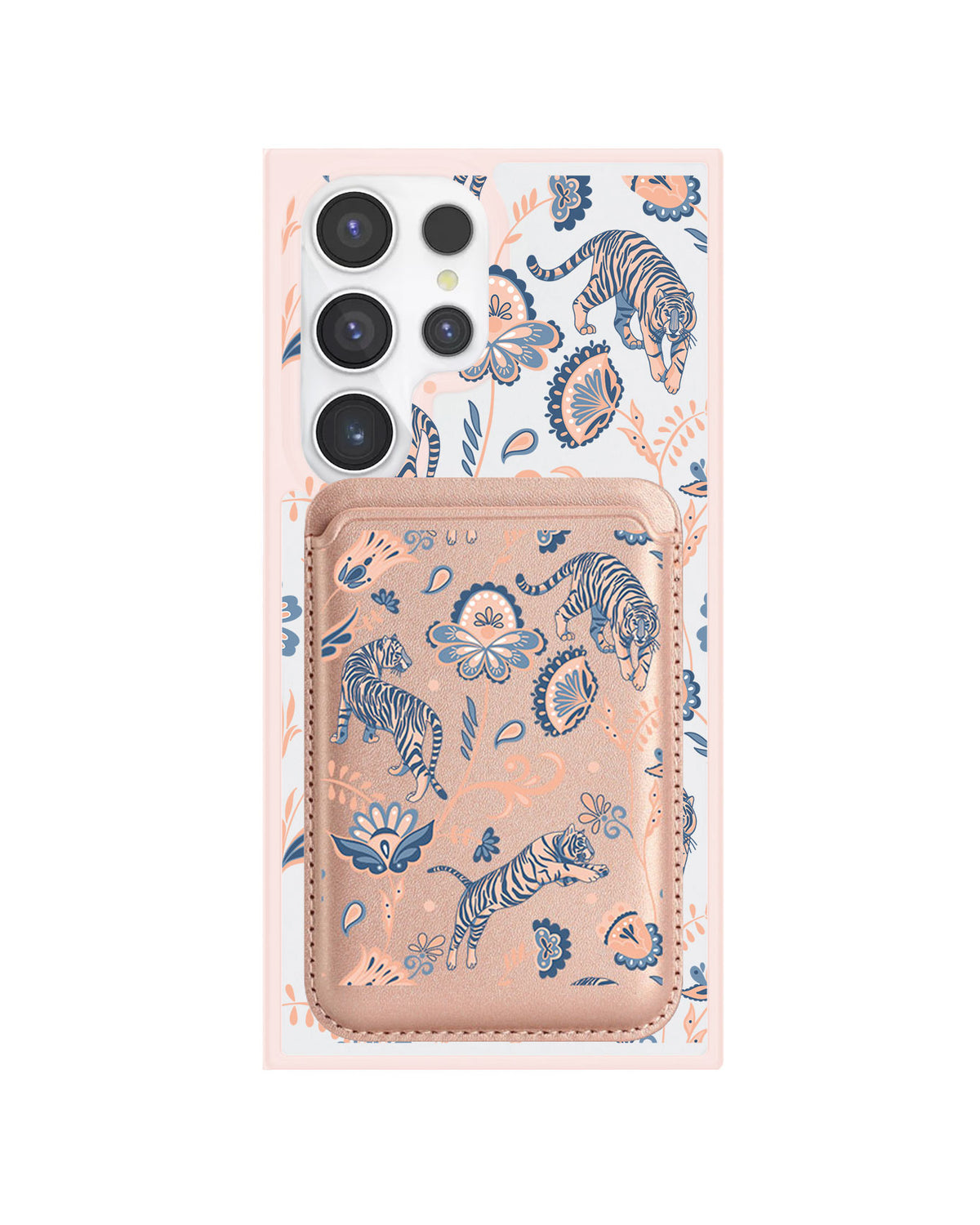 Android Magnetic Wallet Case - Tiger & Floral 5.0