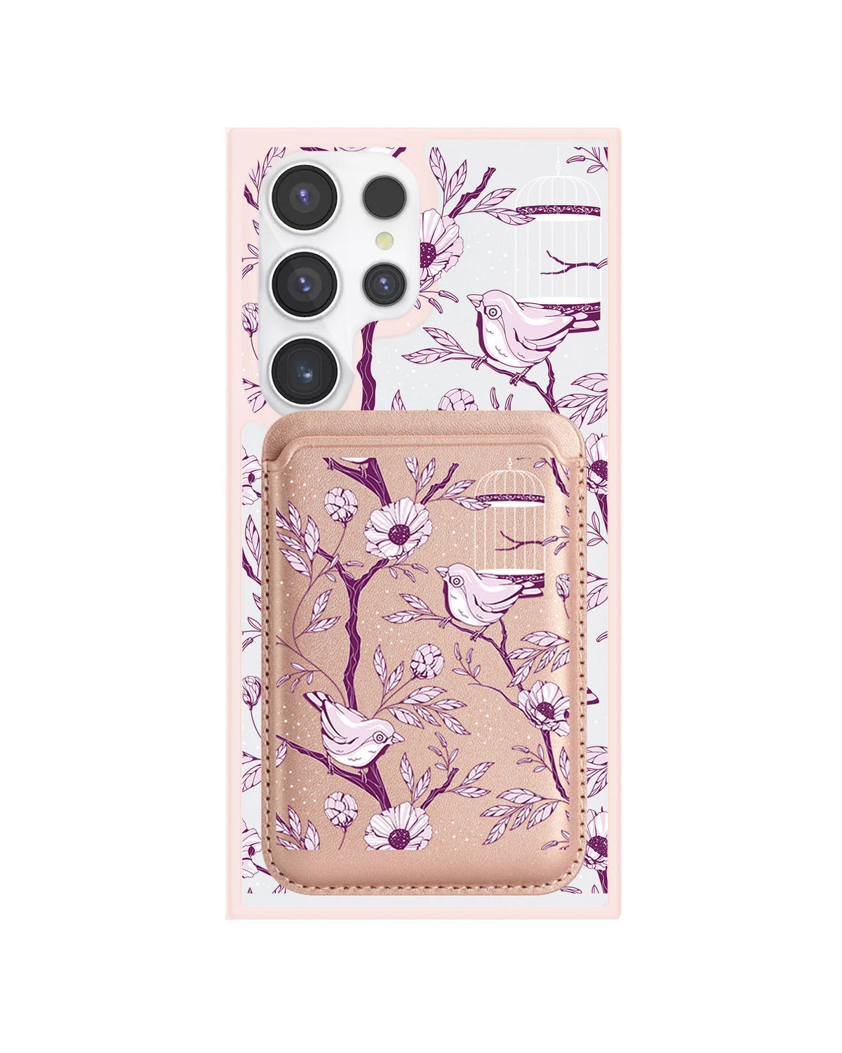 Android Magnetic Wallet Case - Lovebird Monochrome 5.0
