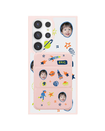 Android Magnetic Trifold Wallet Case - Face Grid Galaxy