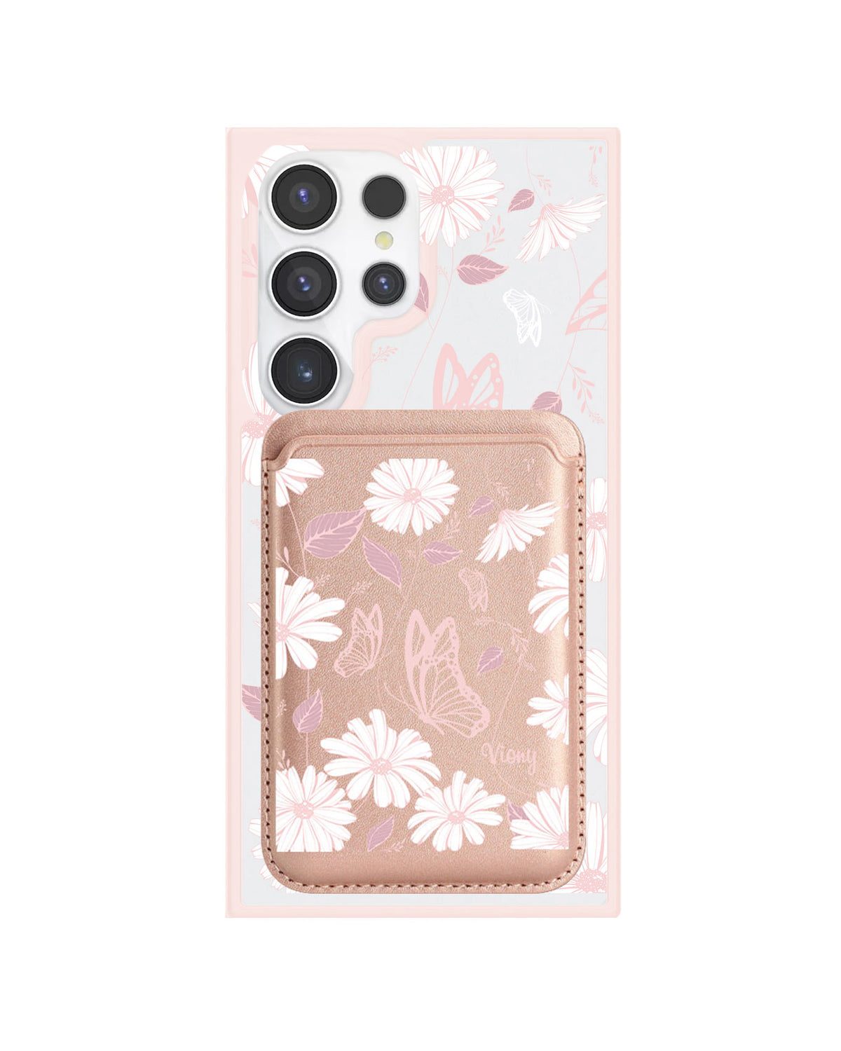 Android Magnetic Wallet Case - Butterfly & Daisy