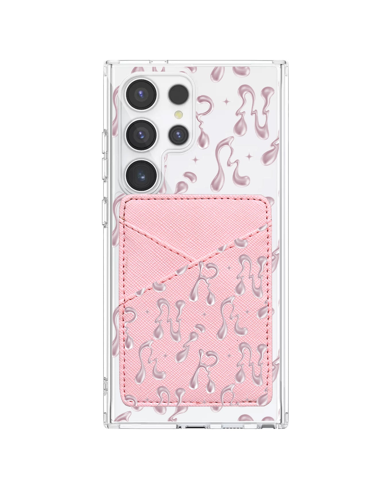 Android Phone Wallet Case - Pink Chrome Monogram 2.0