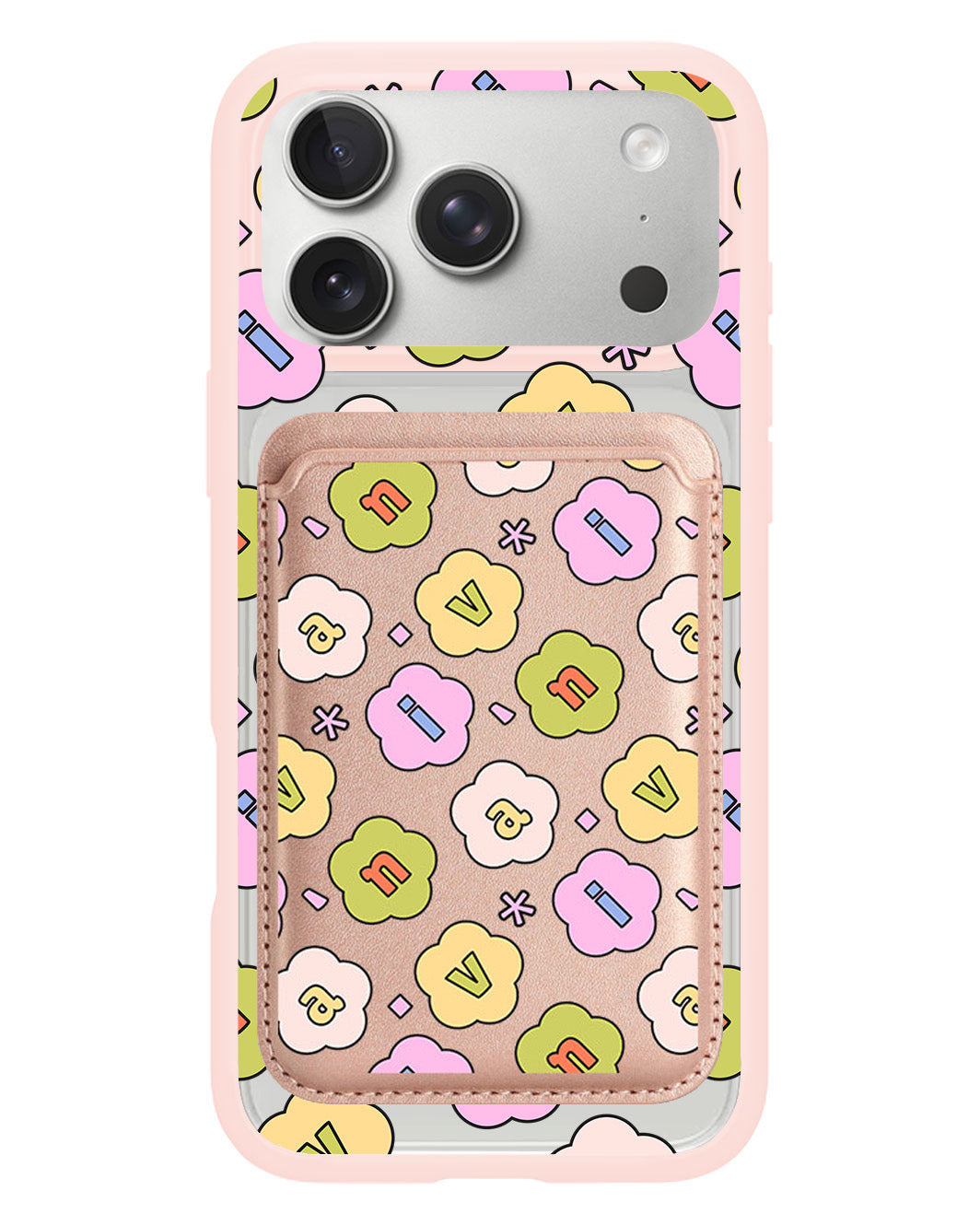 iPhone Magnetic Wallet Case - Flower Petals Monogram 1.0