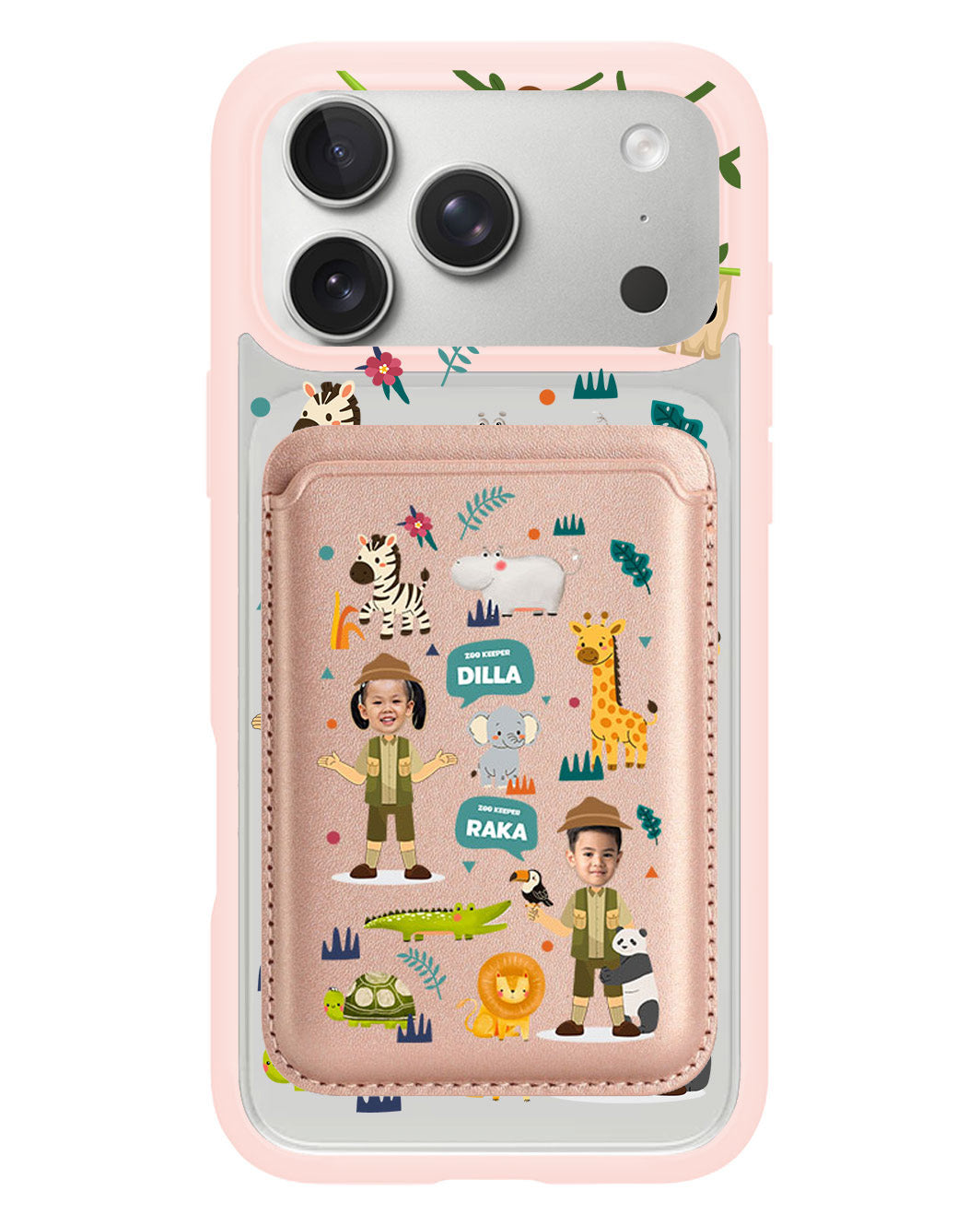 iPhone Magnetic Wallet Case - Face Grid Dream Zoo Keeper