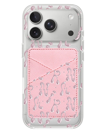 iPhone Phone Wallet Case - Pink Chrome Monogram 2.0