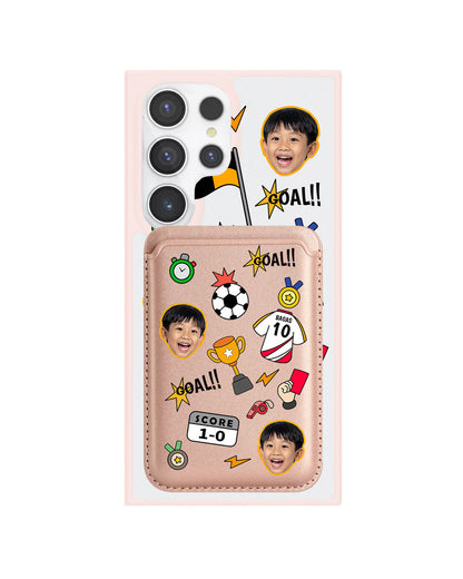 Android Magnetic Wallet Case - Face Grid Soccer