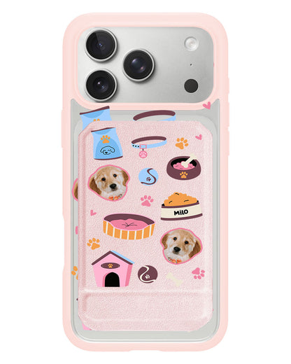 iPhone Magnetic Multifold Wallet - Pet Grid Puppy Cozy Day