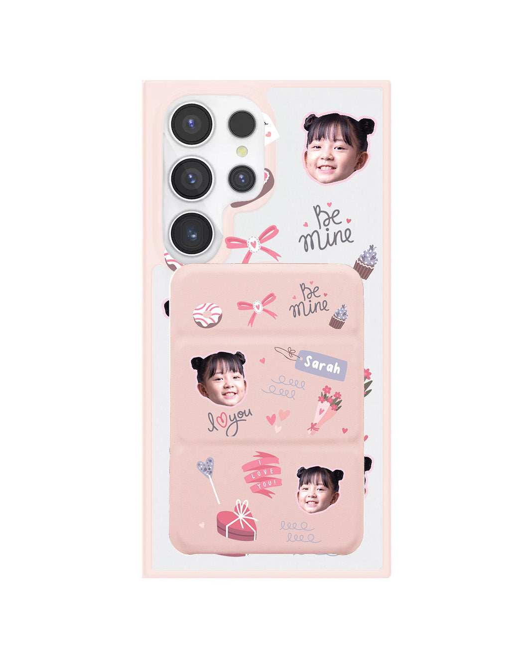 Android Magnetic Trifold Wallet Case - Face Grid Lovely