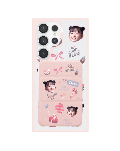 Android Magnetic Trifold Wallet Case - Face Grid Lovely