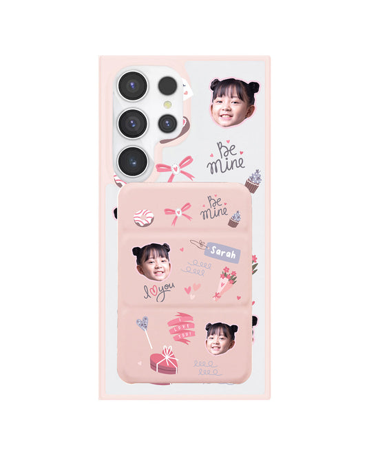 Android Magnetic Trifold Wallet Case - Face Grid Lovely