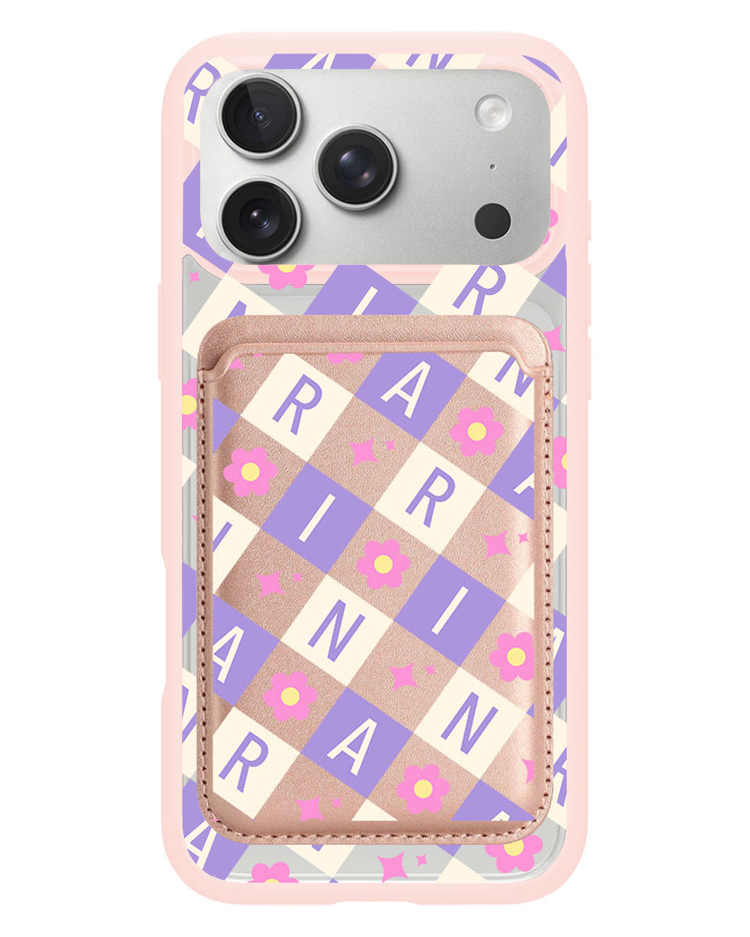 iPhone Magnetic Wallet Case - Flower Grid Monogram 3.0