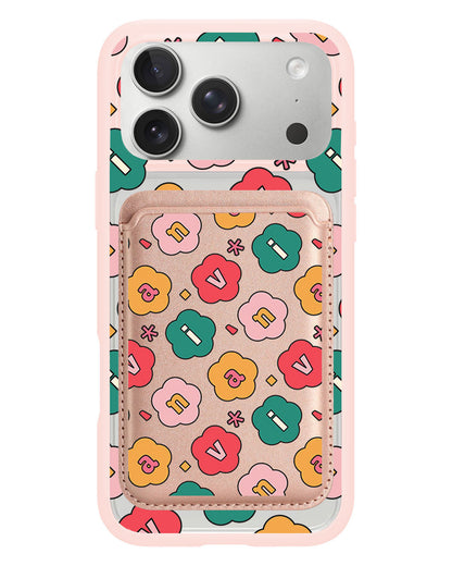 iPhone Magnetic Wallet Case - Flower Petals Monogram 3.0