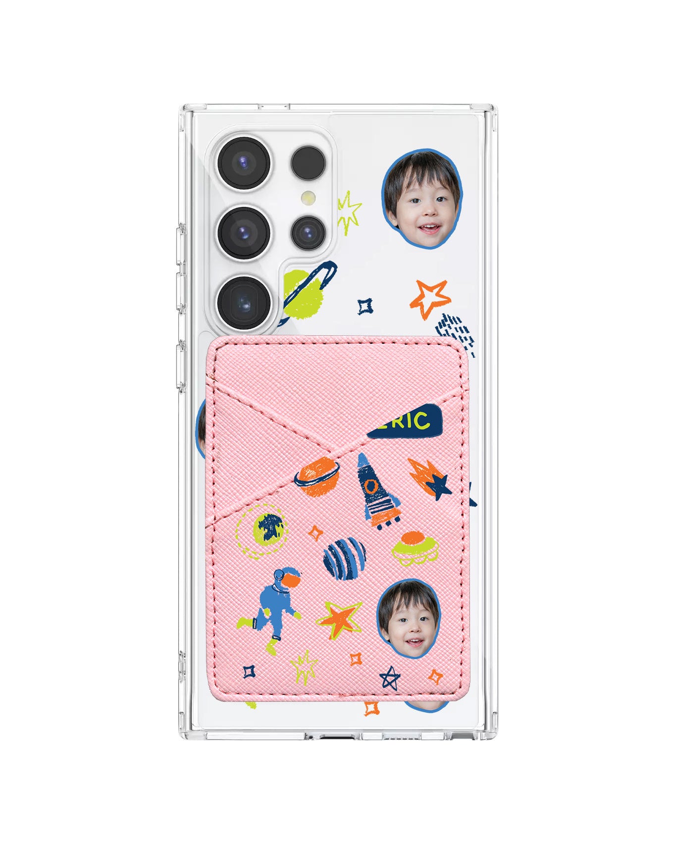 Android Phone Wallet Case - Face Grid Galaxy