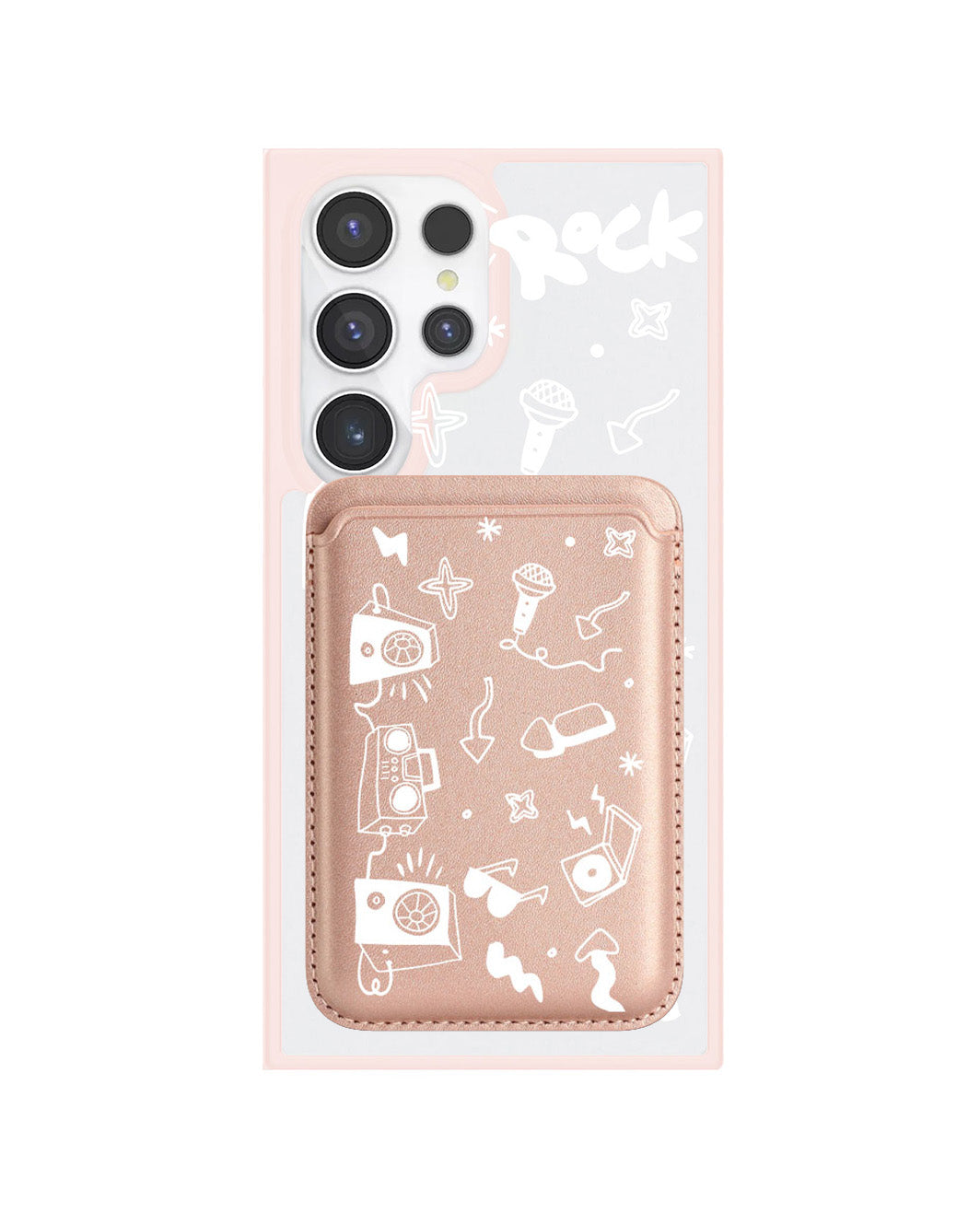 Android Magnetic Wallet Case - Rock N Roll White