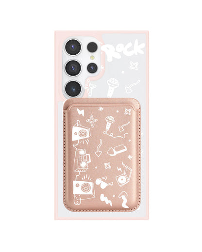 Android Magnetic Wallet Case - Rock N Roll White