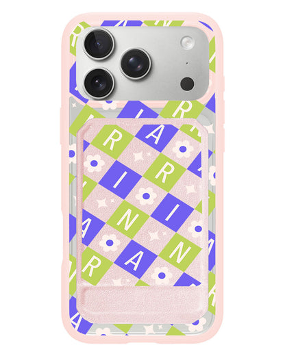 iPhone Magnetic Multifold Wallet - Flower Grid Monogram 5.0