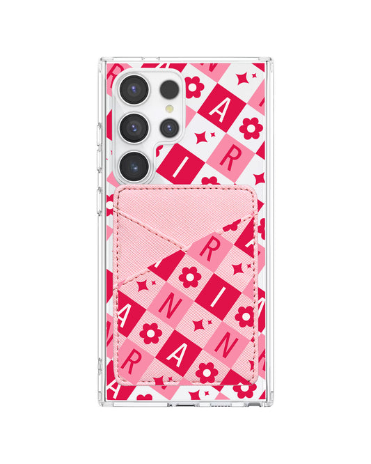 Android Phone Wallet Case - Flower Grid Monogram 1.0