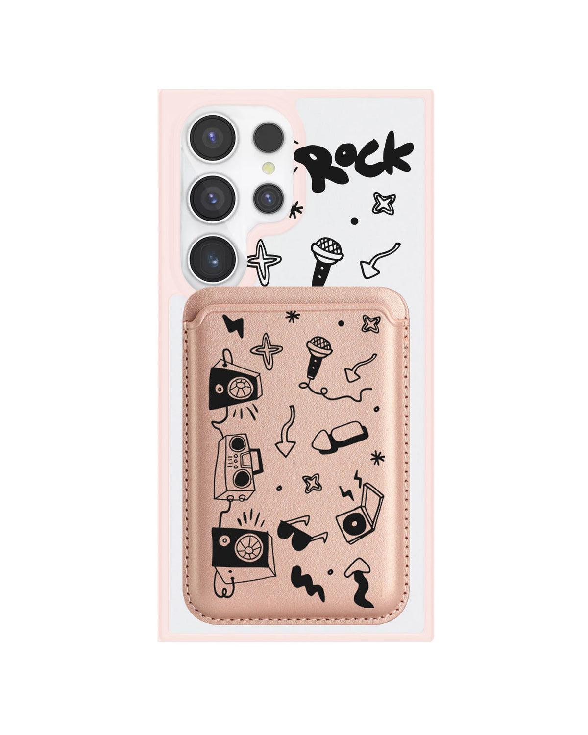Android Magnetic Wallet Case - Rock N Roll Black