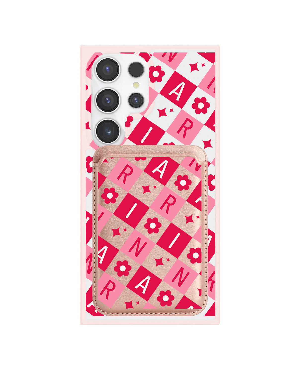 Android Magnetic Wallet Case - Flower Grid Monogram 1.0
