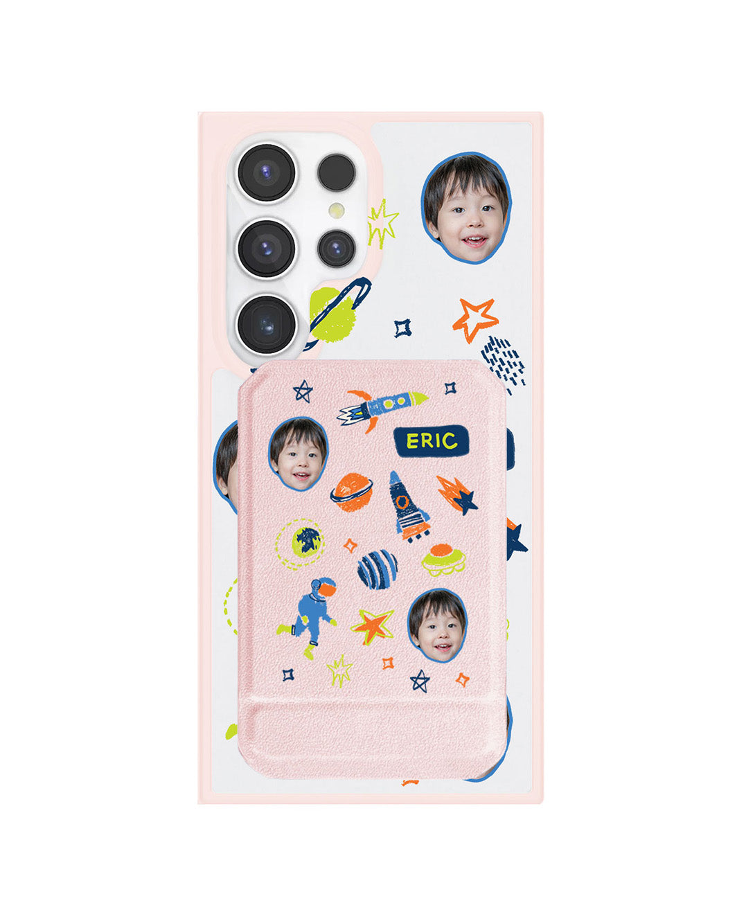 Android Magnetic Multifold Wallet - Face Grid Galaxy