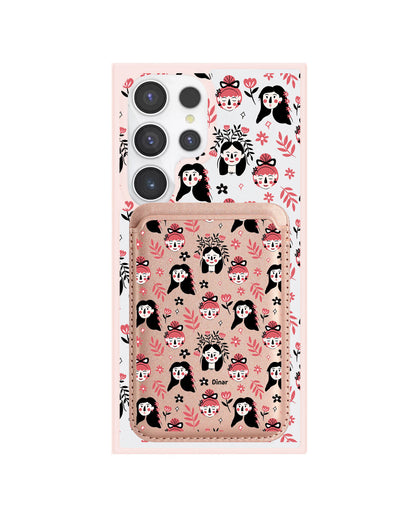Android Magnetic Wallet Case - Flowery Faces