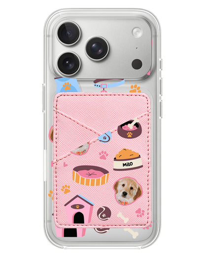 iPhone Phone Wallet Case - Pet Grid Puppy Cozy Day