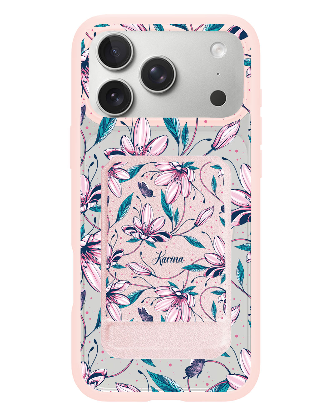 iPhone Magnetic Multifold Wallet - Pink Tulip