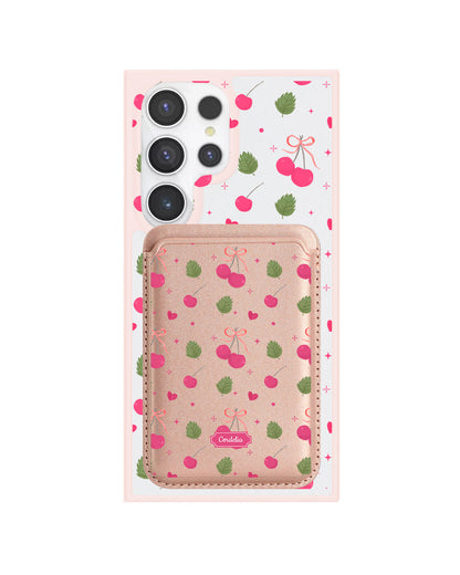 Android Magnetic Wallet Case - Coquette Cherry