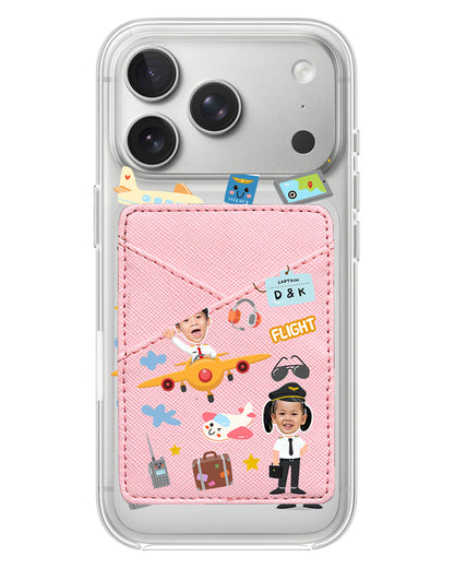 iPhone Phone Wallet Case - Face Grid Dream Pilot