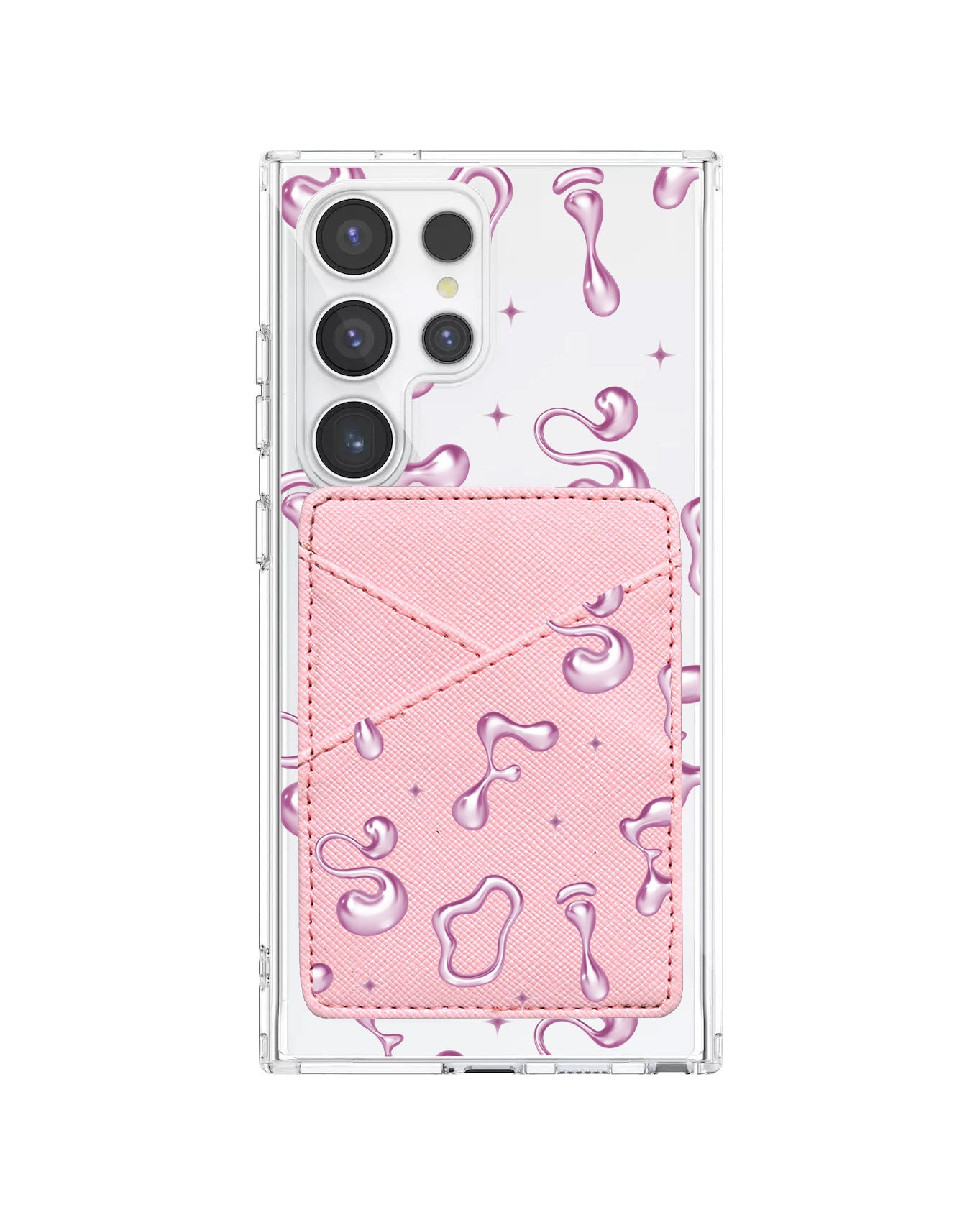 Android Phone Wallet Case - Pink Chrome Monogram