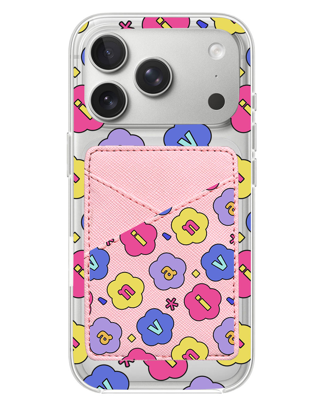 iPhone Phone Wallet Case - Flower Petals Monogram 2.0