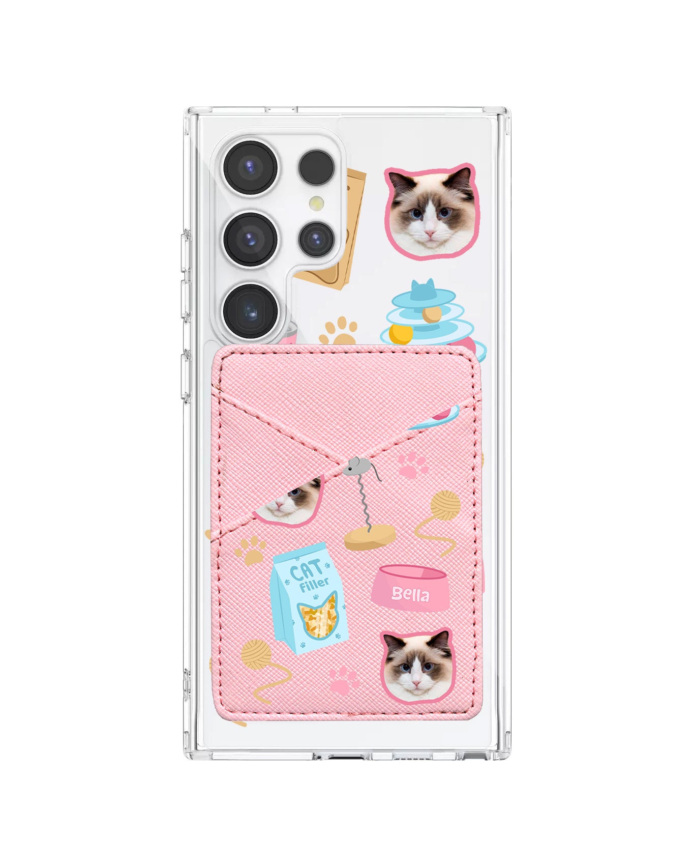 Android Phone Wallet Case - Pet Grid Kitty Playtime