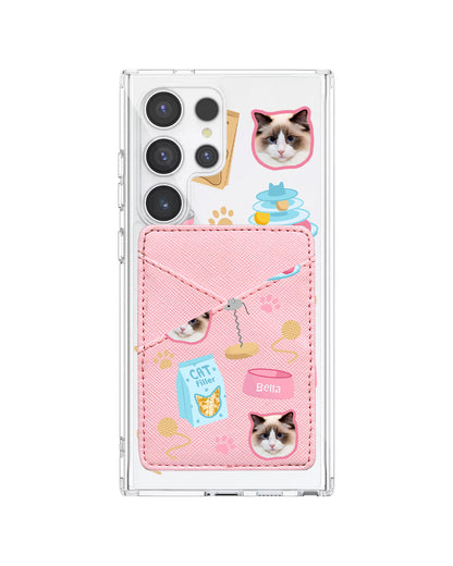 Android Phone Wallet Case - Pet Grid Kitty Playtime
