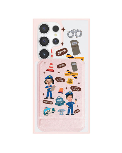 Android Magnetic Multifold Wallet - Face Grid Dream Police