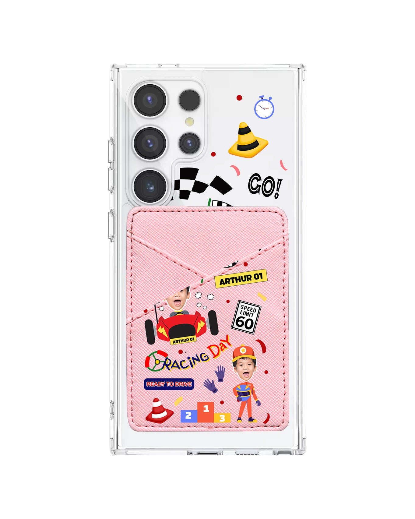 Android Phone Wallet Case - Face Grid Dream Racer