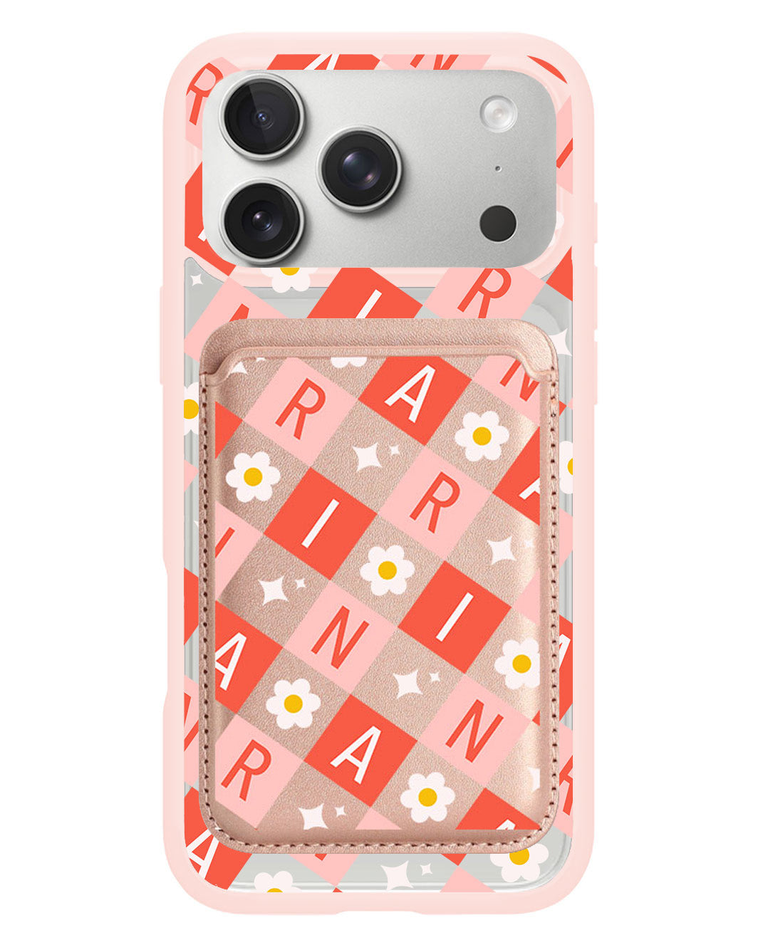 iPhone Magnetic Wallet Case - Flower Grid Monogram 2.0