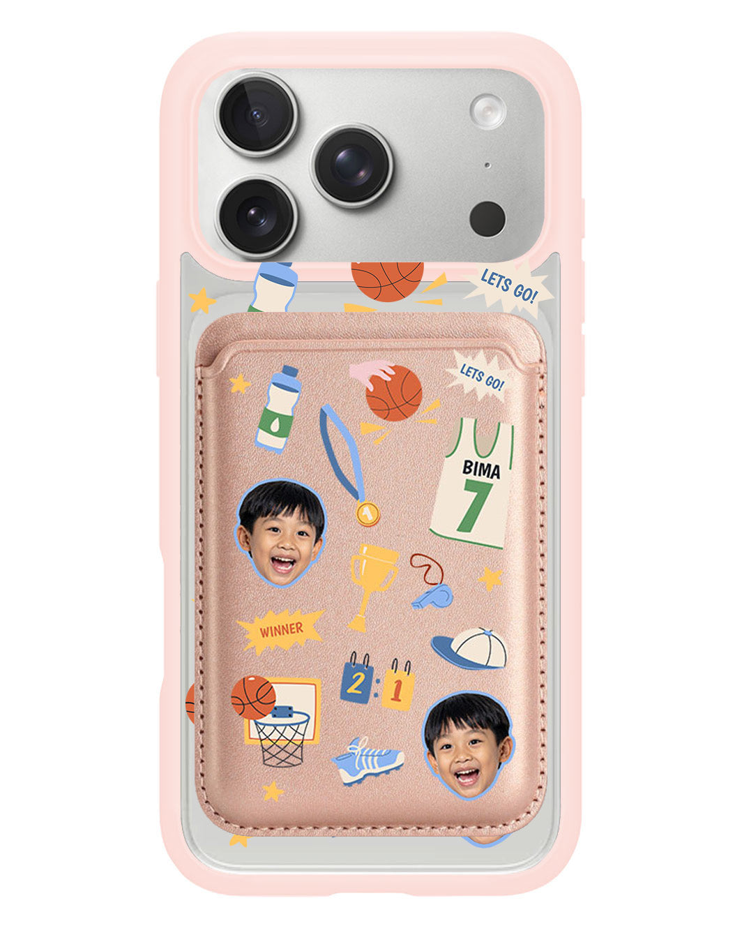 iPhone Magnetic Wallet Case - Face Grid Basketball