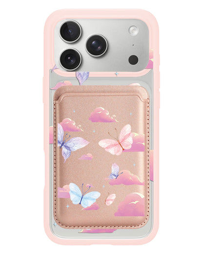 iPhone Magnetic Wallet Case - Butterfly & Clouds