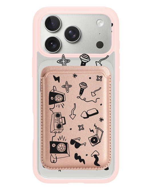 iPhone Magnetic Wallet Case - Rock n Roll Black