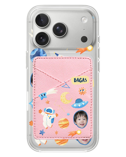 iPhone Phone Wallet Case - Face Grid Astronout