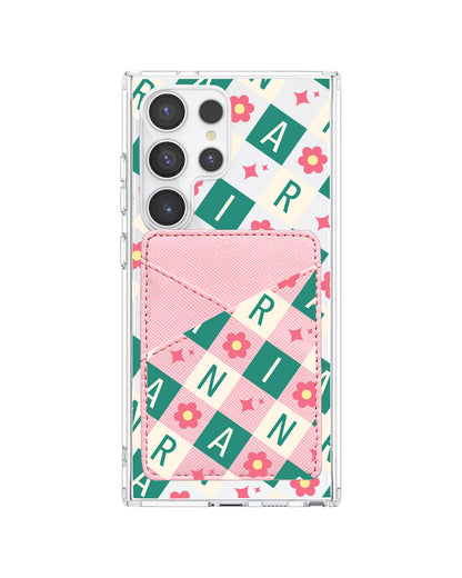 Android Phone Wallet Case - Flower Grid Monogram 4.0