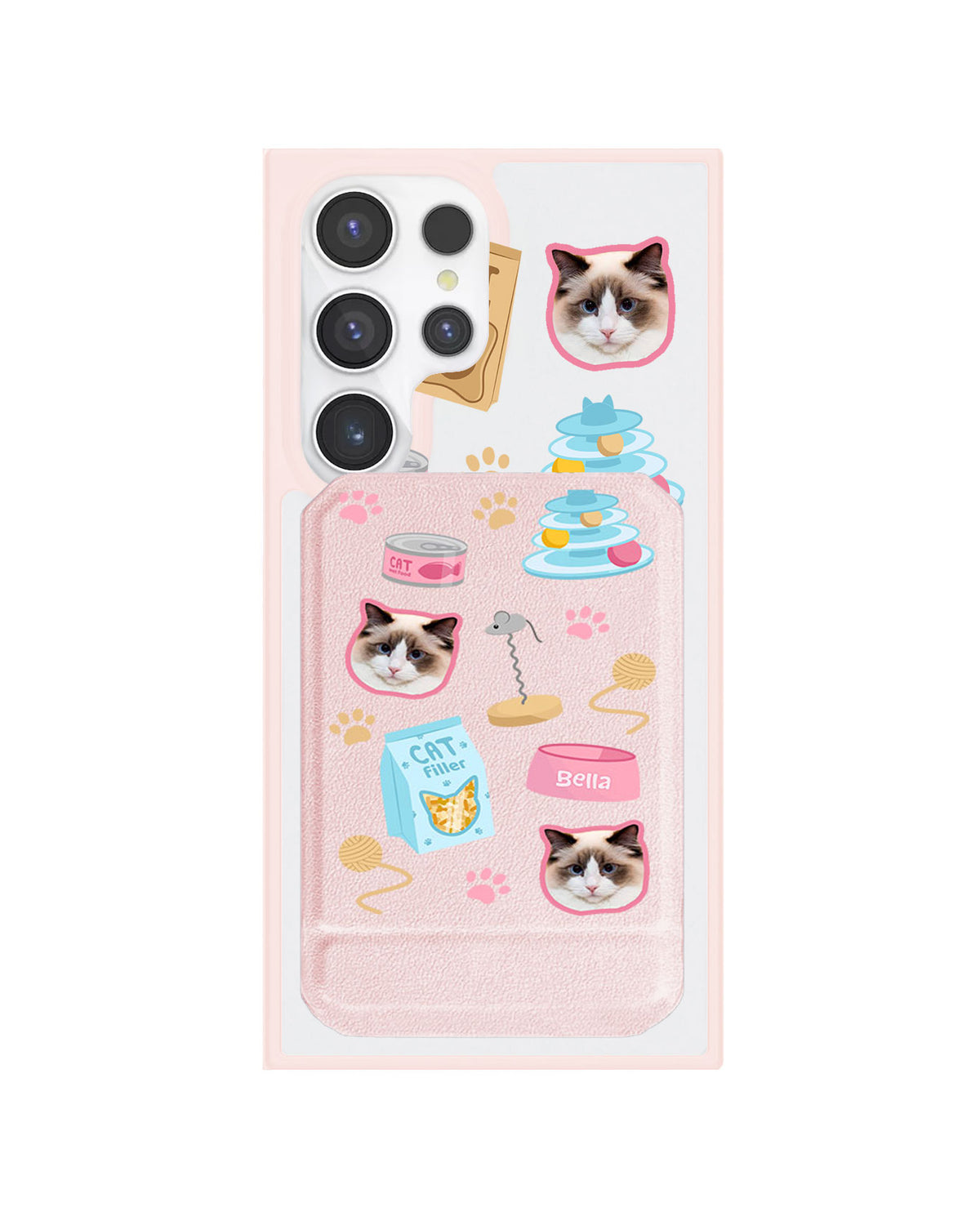 Android Magnetic Multifold Wallet - Pet Grid Kitty Playtime