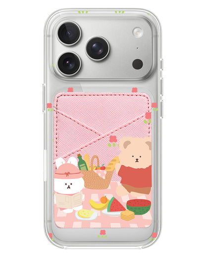 iPhone Phone Wallet Case - Picnic Bear Pink